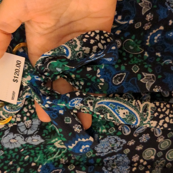 Michael Kors Lace Front V Neck Long Sleeve Blouse Blue Green Size S - Picture 5 of 12